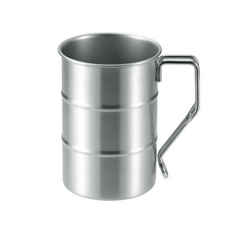Takeda Stainless Steel Drum Barrel Shaped Travel Mug with Clip Handle 400ml