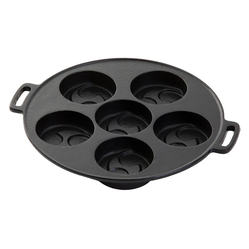 Asahi Chuzo Cast Iron 6-Piece Obanyaki Pan (Tomoe Pattern)