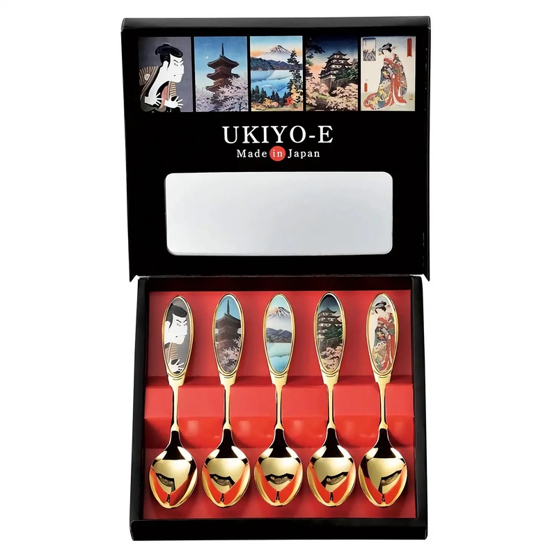 Asahi Stainless Steel Ukiyoe Tea Spoon 5 pcs