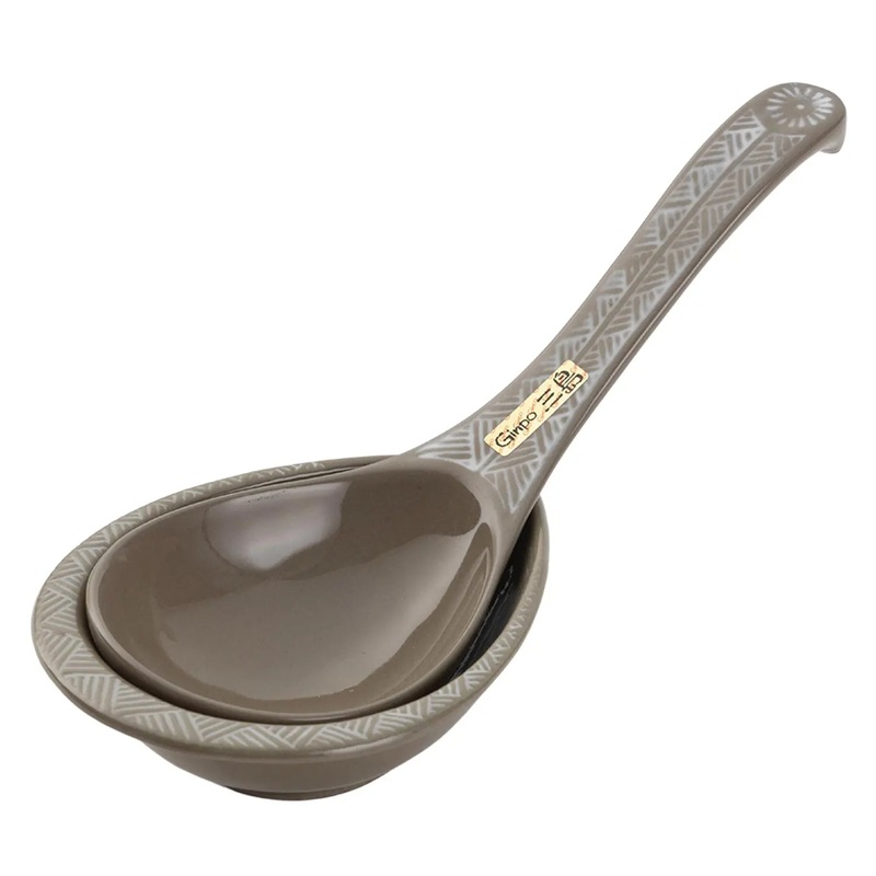 Ginpo Banko Ware Renge Soup Spoon & Spoon Rest