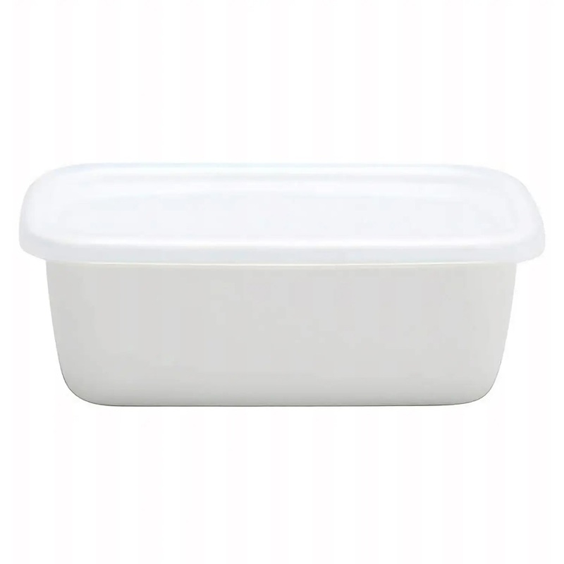 Noda Horo White Series Enamel Rectangle Deep Food Containers with Lid
