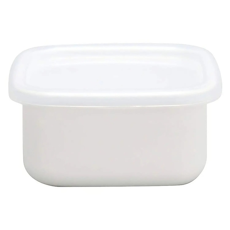 Noda Horo White Series Enamel Square Food Containers with Lid