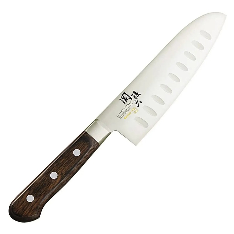 Seki Magoroku Benifuji Molybdenum Vanadium Stainless Steel Dimple Hollow Edge Santoku Knife