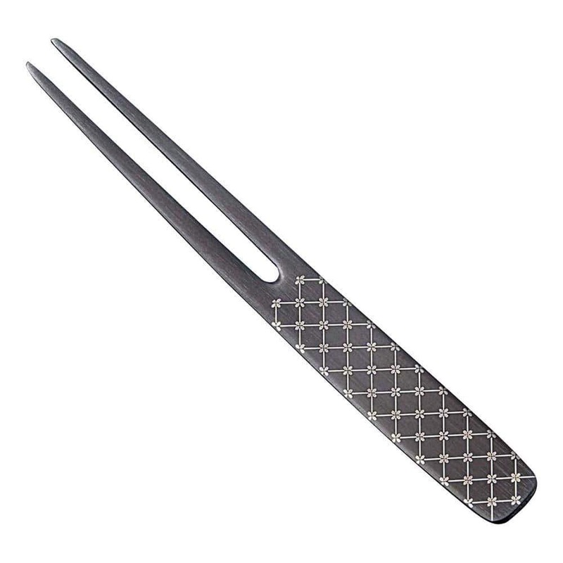 Todai Rikyu Black Pick Fork Kanzashi Hanabishi