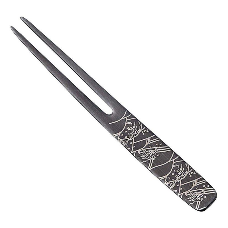 Todai Rikyu Black Pick Fork Kanzashi Sazanami