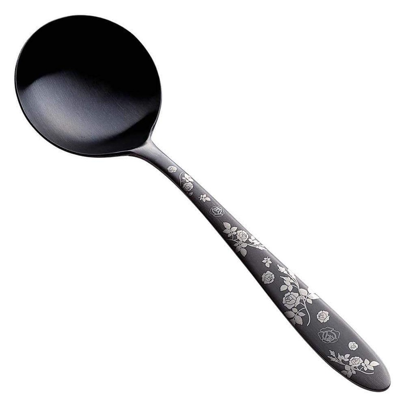 Todai Rikyu Black Rose Pattern Bouillon Spoon