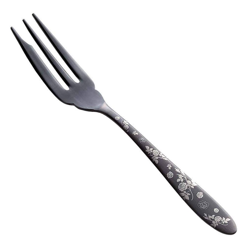 Todai Rikyu Black Rose Pattern Cake Fork