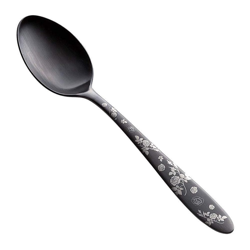 Todai Rikyu Black Rose Pattern Tea Spoon