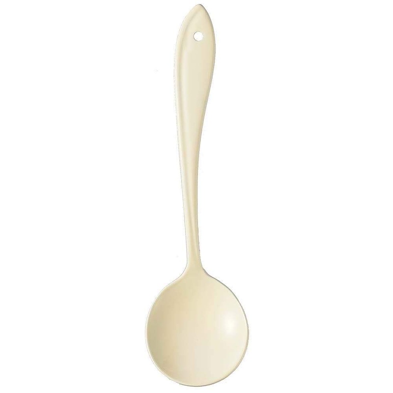 Wada Leaf Enameled Cutlery Bouillon Spoon Ivory