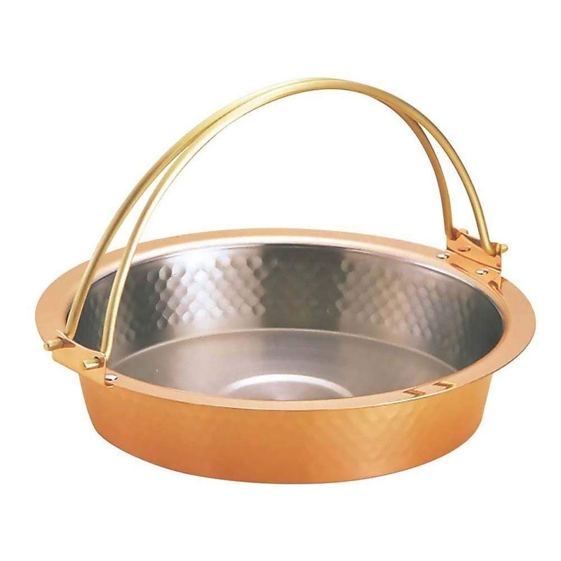 Shinkoukinzoku Copper Hammered Pattern Sukiyaki Pan with Handle