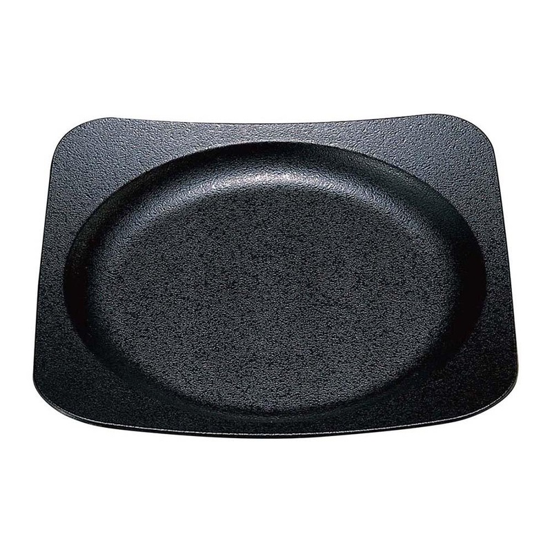 Wakaizumi Shikki Black Stone Round Edge Square Plate