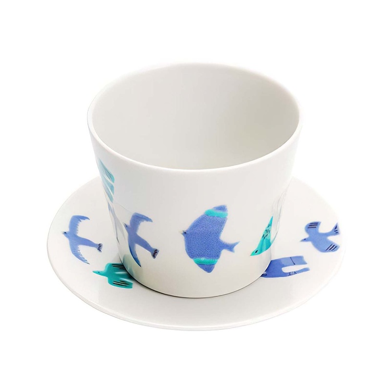Harekutani Porcelain Blue Bird Cup & Saucer