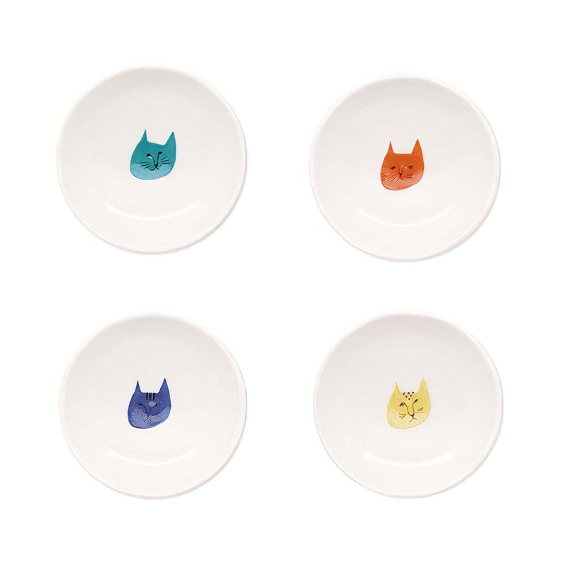 Harekutani Porcelain Cat Small Plate Set (4 Plates)