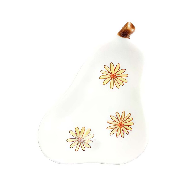 Harekutani Porcelain Pear Plate with Flower