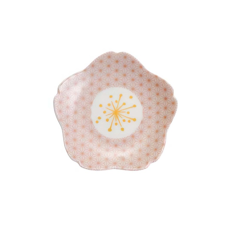 Harekutani Porcelain Sakura Plate Asanoha
