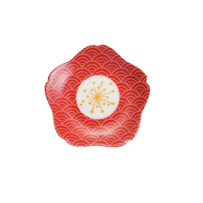 Harekutani Porcelain Sakura Plate Seigaiha
