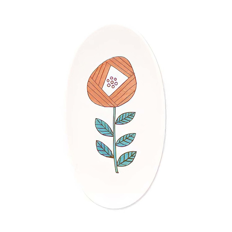 Harekutani Porcelain Single Flower Small Oval Plate