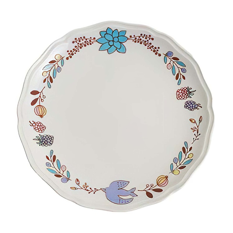 Harekutani Porcelain Tree Nuts Bird Plate