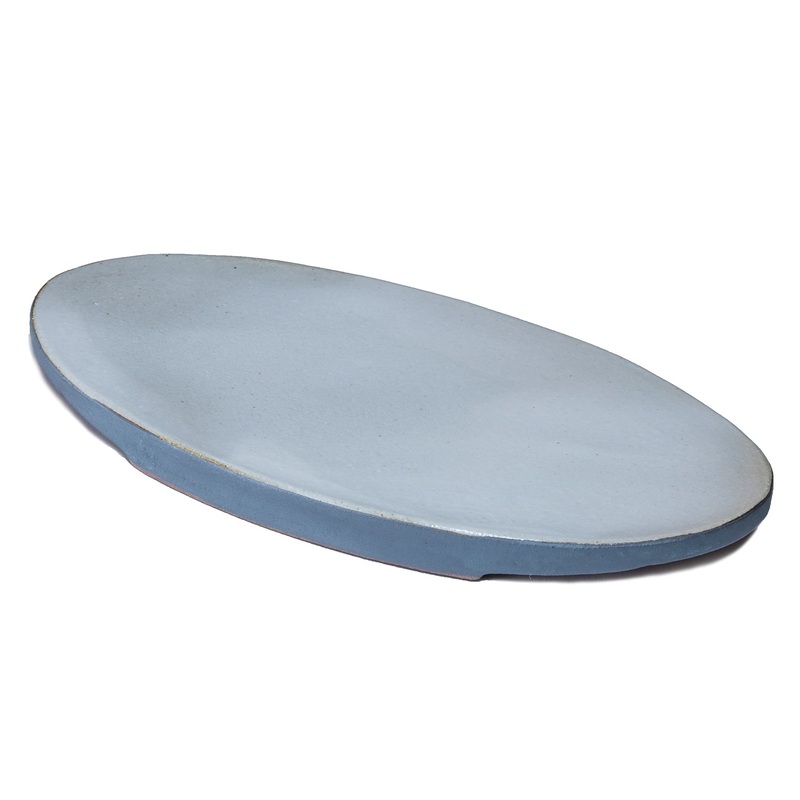 Marumi Yasuda Kawara Tsuki Ceramic Flat Oval Plate