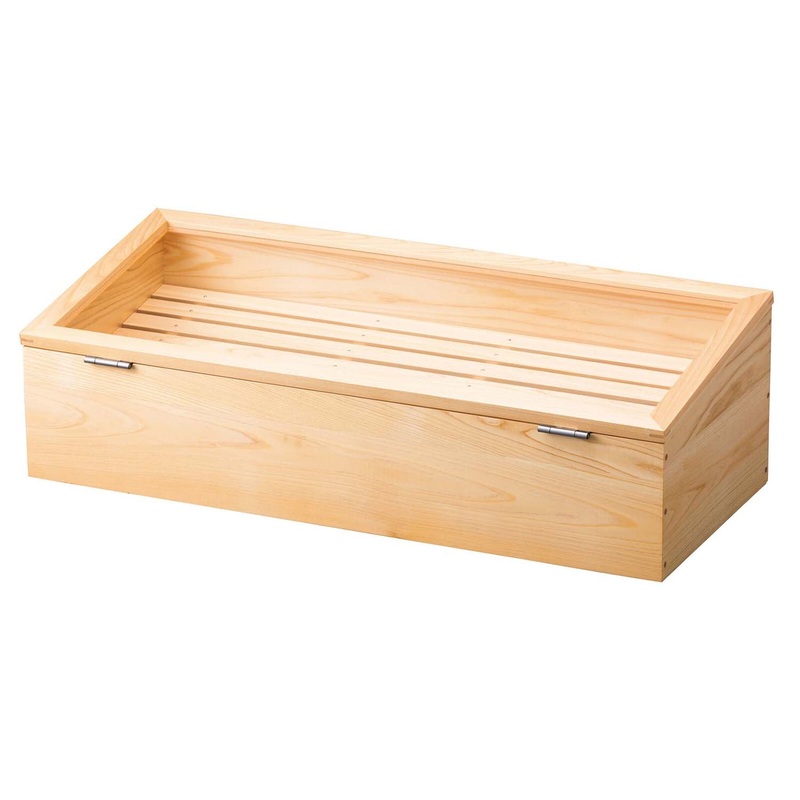 Yamacoh Cypress Inclined Sushi Neta Case with Stainlesss Steel Tray