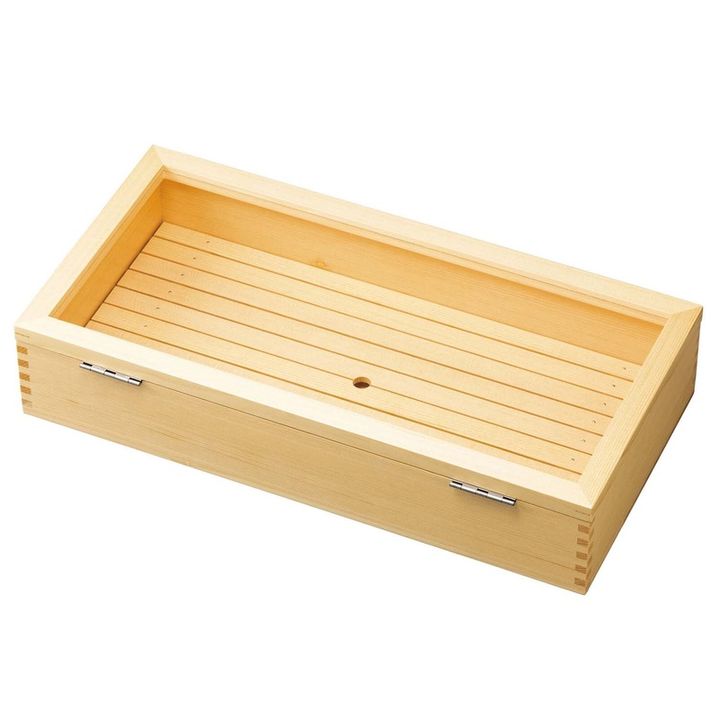 Yamacoh Wooden Rectangular Sushi Neta Case with Acrylic Cover