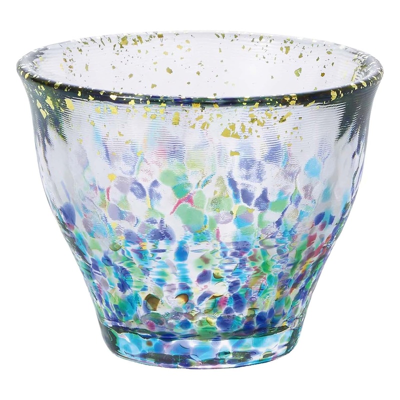Aderia Tsugaru Vidro Soda-Lime Glass Gold Leaf Paint Guinomi Sake Cup