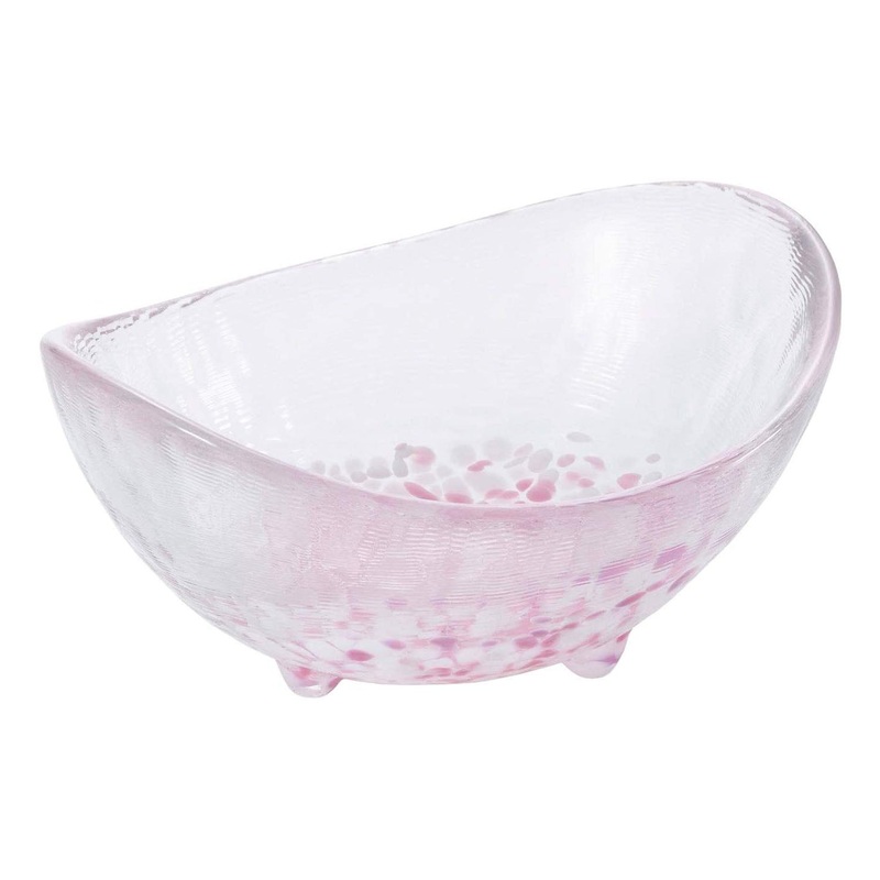 Aderia Tsugaru Vidro Soda-Lime Glass Oval Sakura Bowl