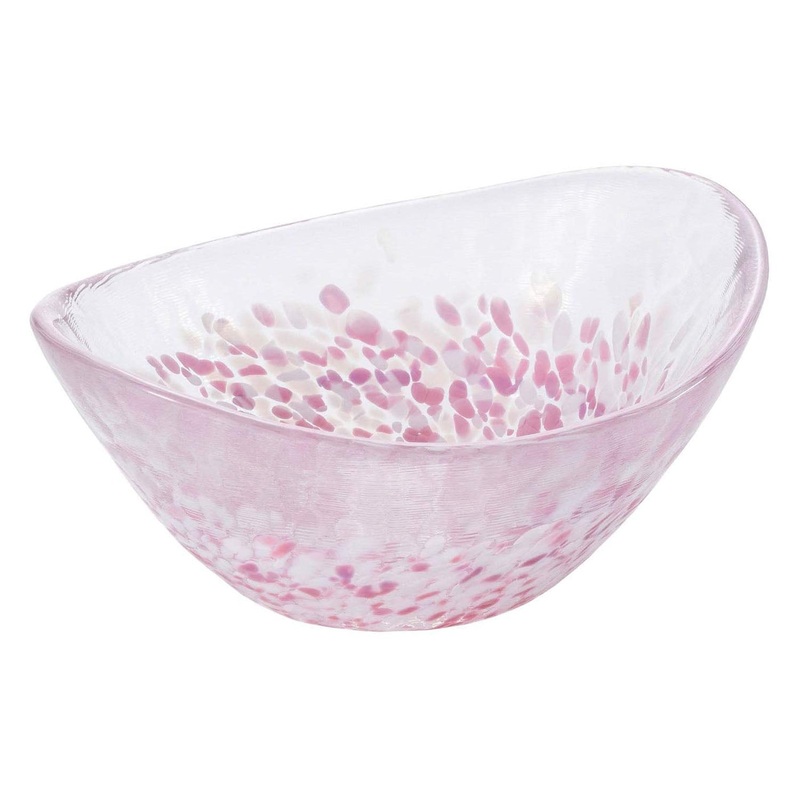Aderia Tsugaru Vidro Soda-Lime Glass Oval Sakura Small Bowl