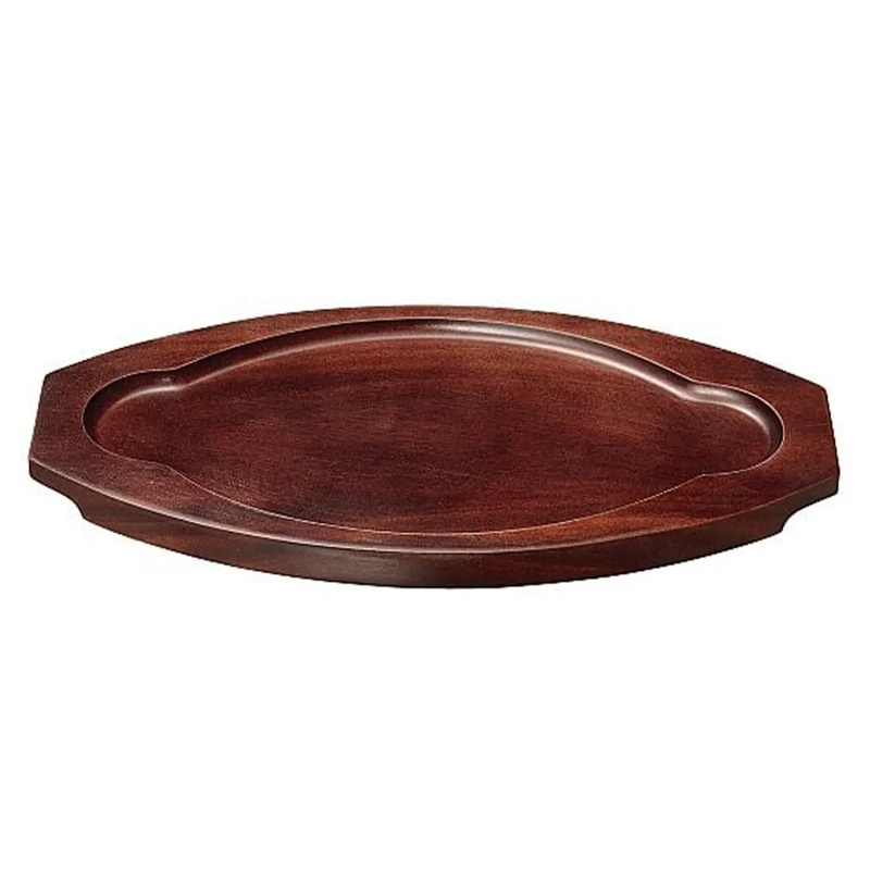 EBM Oval Wooden Base for Double Handle Skillet