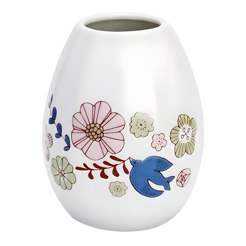 Harekutani Porcelain Single-flower Vase Flower and Bird