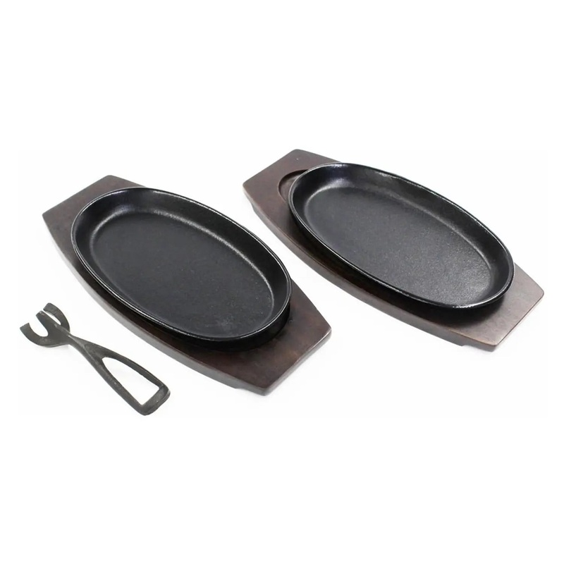 Asahi Cast Iron Oval Sizzler Platter 2 pcs