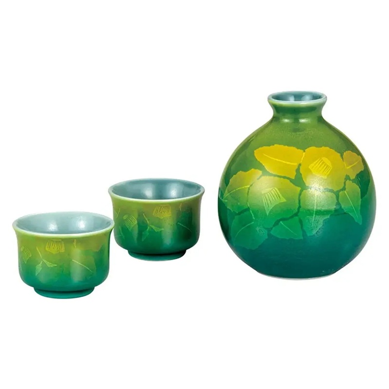 Kutani Ware Porcelain Sake Set Ginsazanka