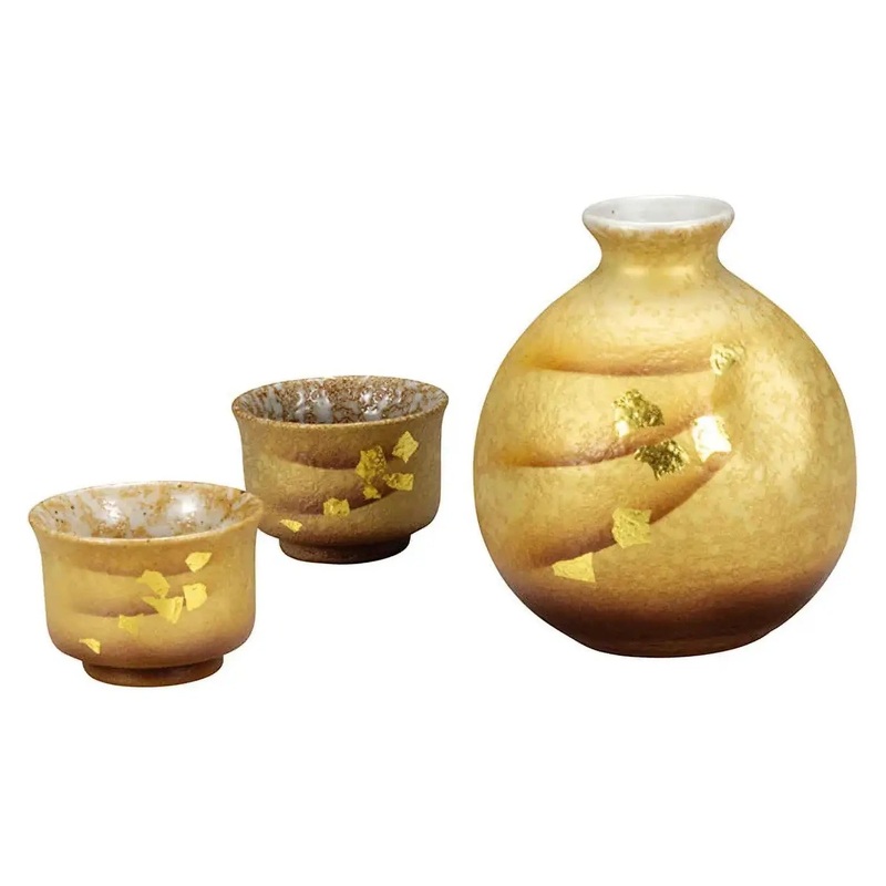 Kutani Ware Porcelain Sake Set Kinpakusai