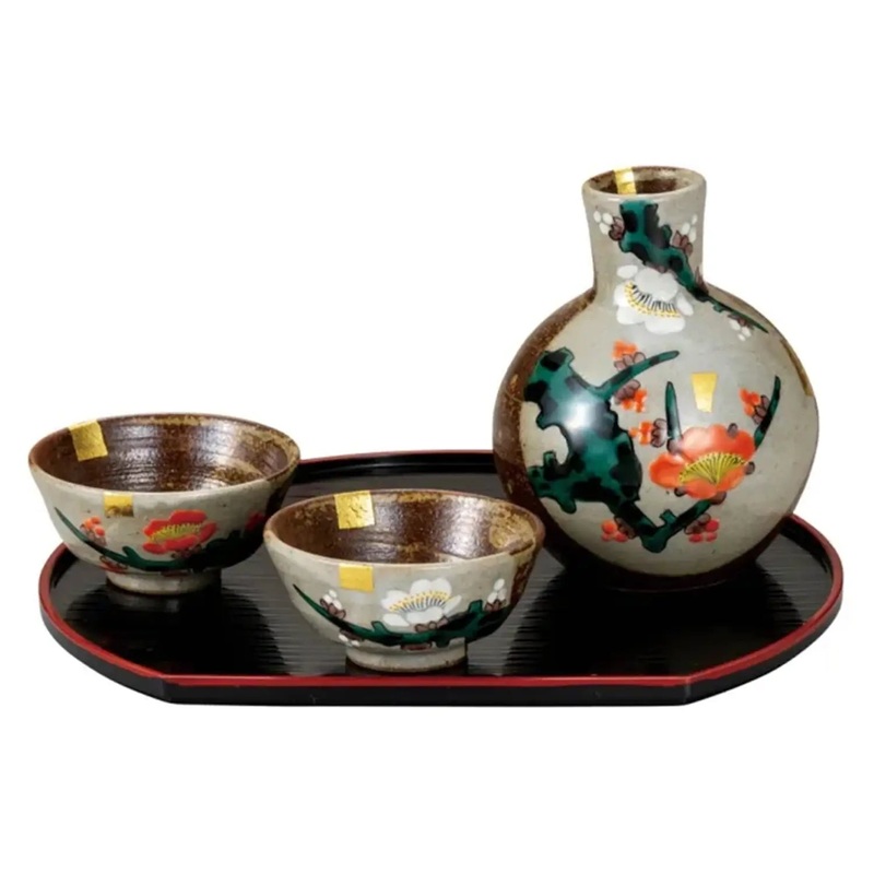 Kutani Ware Porcelain Sake Set Kouhakubai