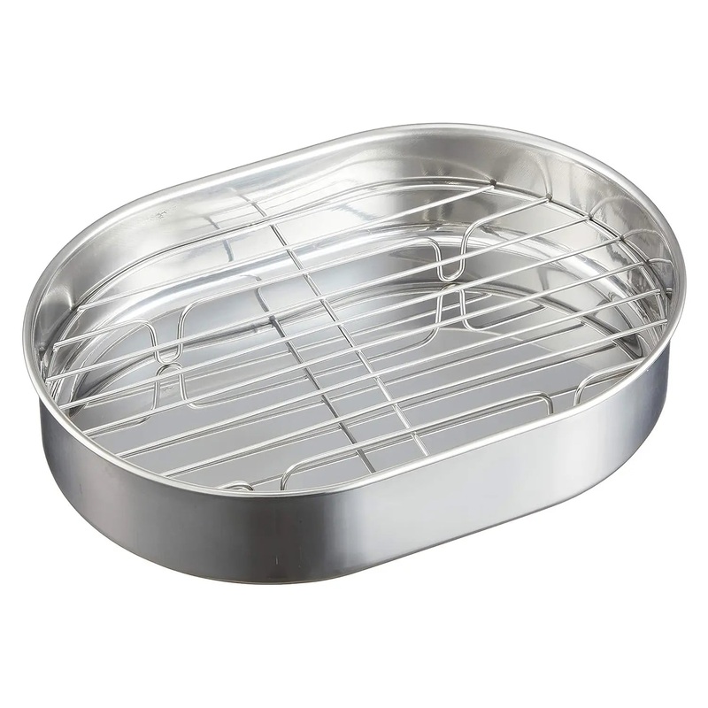 TKG Stainless Steel Oval Tempura Cooling Rack Set