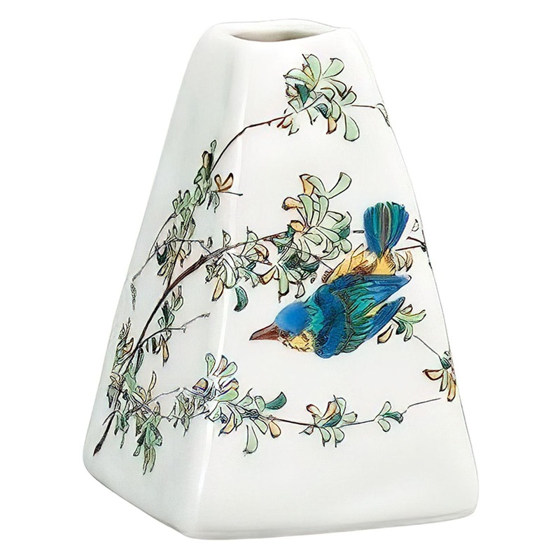 Kutani Ware Porcelain Single-flower Vase Kingfisher