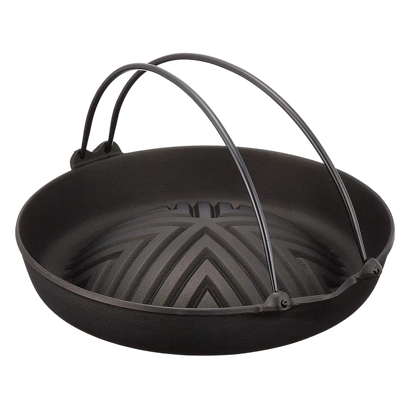 Iwachu Nambu Cast Iron Genghis Khan Grill Pan with Bail Handle