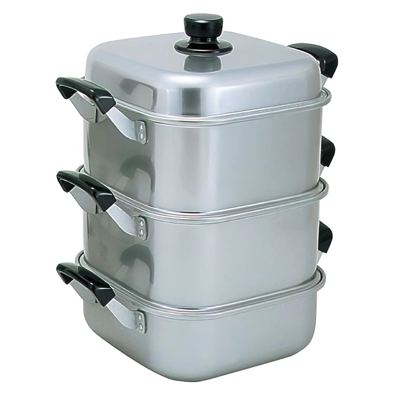 Akao Aluminum Three-Tier Square Steamer