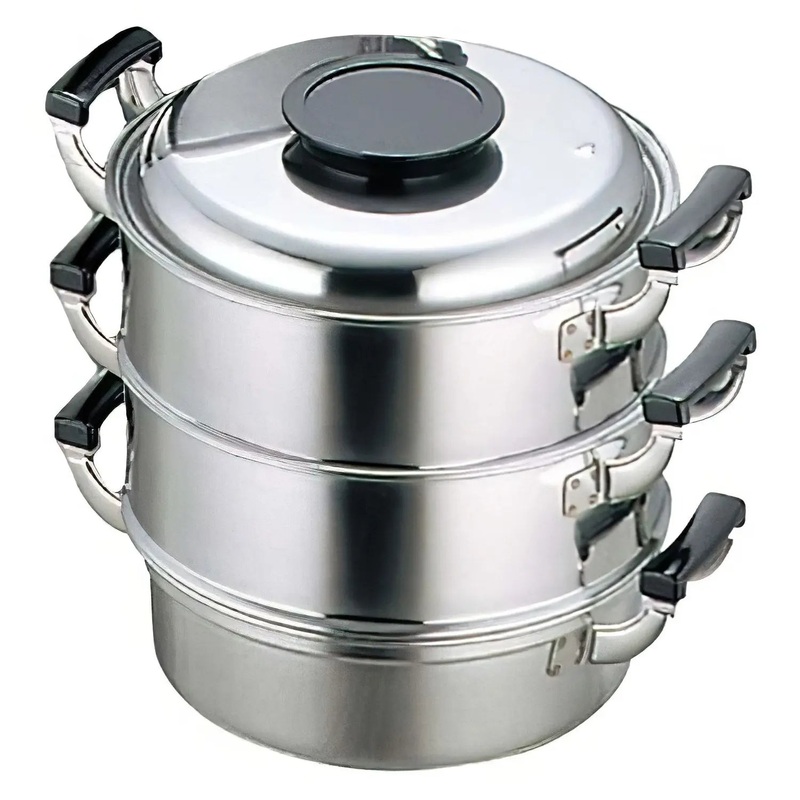 Peach Brand Stainless Steel Three-Tier Steamer