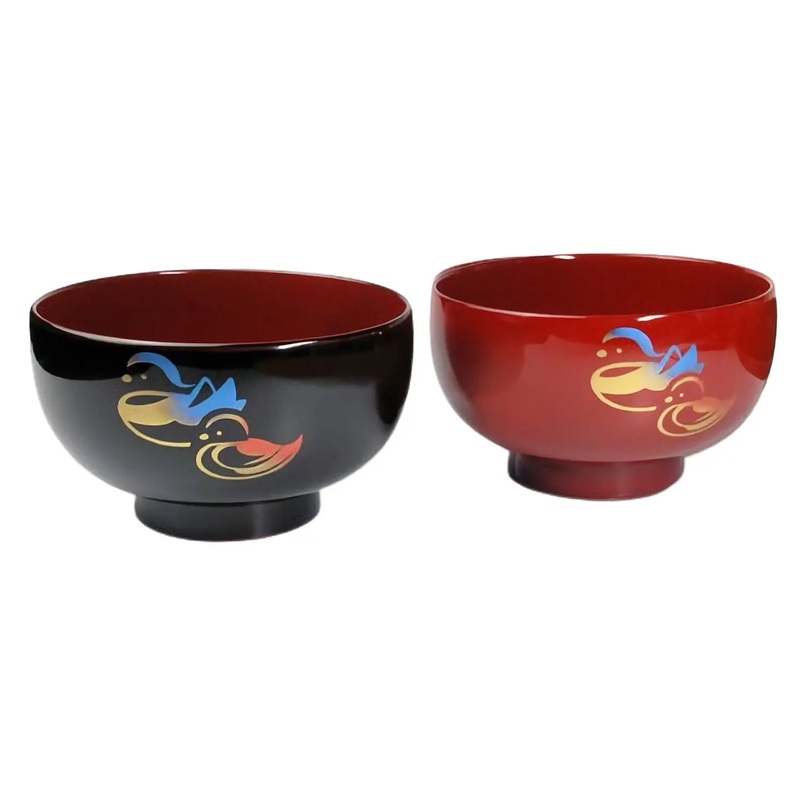 Echizen Shikki Synthetic Resin Couple Soup Bowls Mandarin Ducks