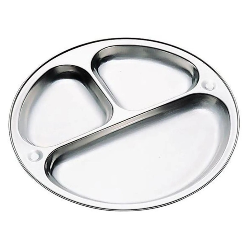 Honma Seisakusho Stainless Steel 3 Compartments Lunch Plate