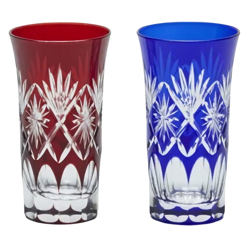 Kimoto Glass Tokyo Edo Kiriko Pair Beer Glass Hoshikenbishi