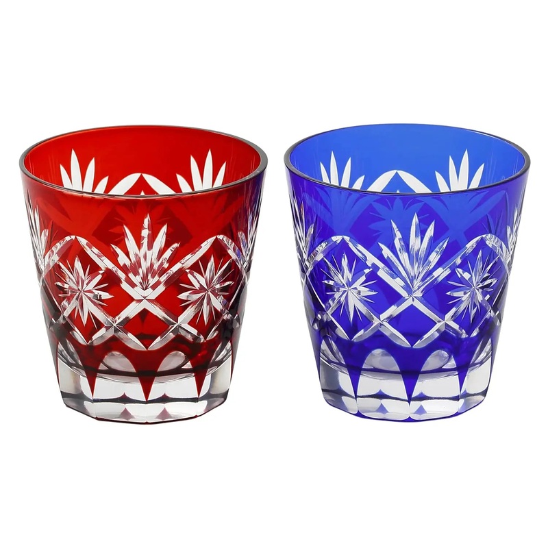 Kimoto Glass Tokyo Edo Kiriko Pair Old Fashioned Glass Hoshikenbishi