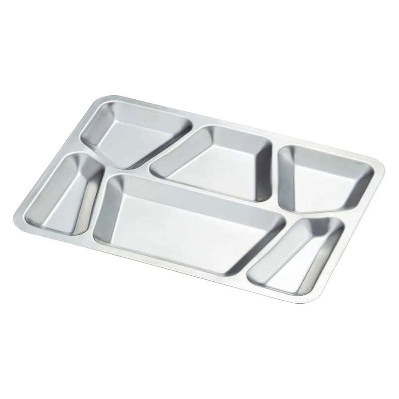 Nihon Metal Works Eco Clean Stainless Steel 6 Compartments Lunch Tray