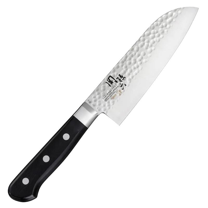 Seki Magoroku Imayo Molybdenum Vanadium Stainless Steel Santoku Knife Hammer Finish