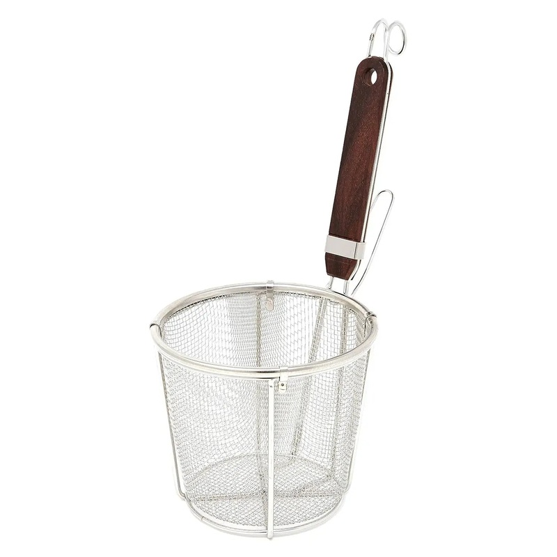 Three Snow Stainless Steel Tebo Noodle Strainer Flat Base with Wooden Handle