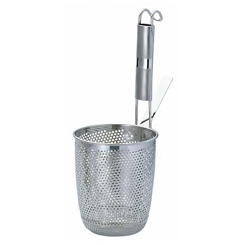 Yukiwa Eco Clean Stainless Steel Perforated Tebo Noodle Strainer Round Base with Metal Handle