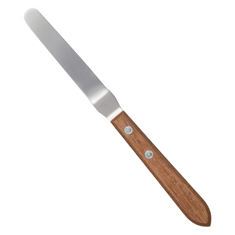 IntecKaneki Stainless Steel Offset Icing Spatula with Wooden Handle