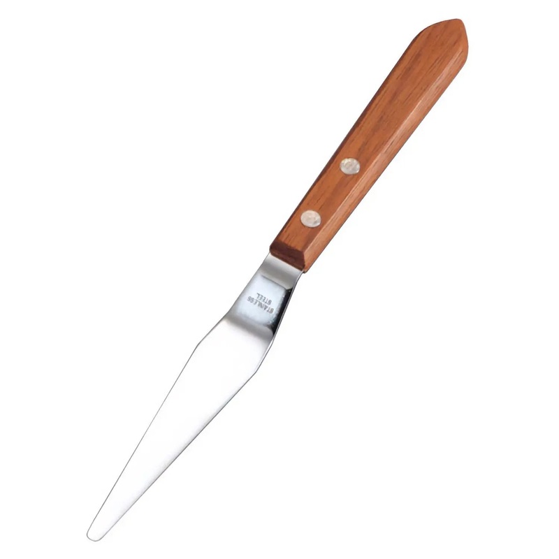 IntecKaneki Stainless Steel Offset Tapered Icing Spatula with Wooden Handle