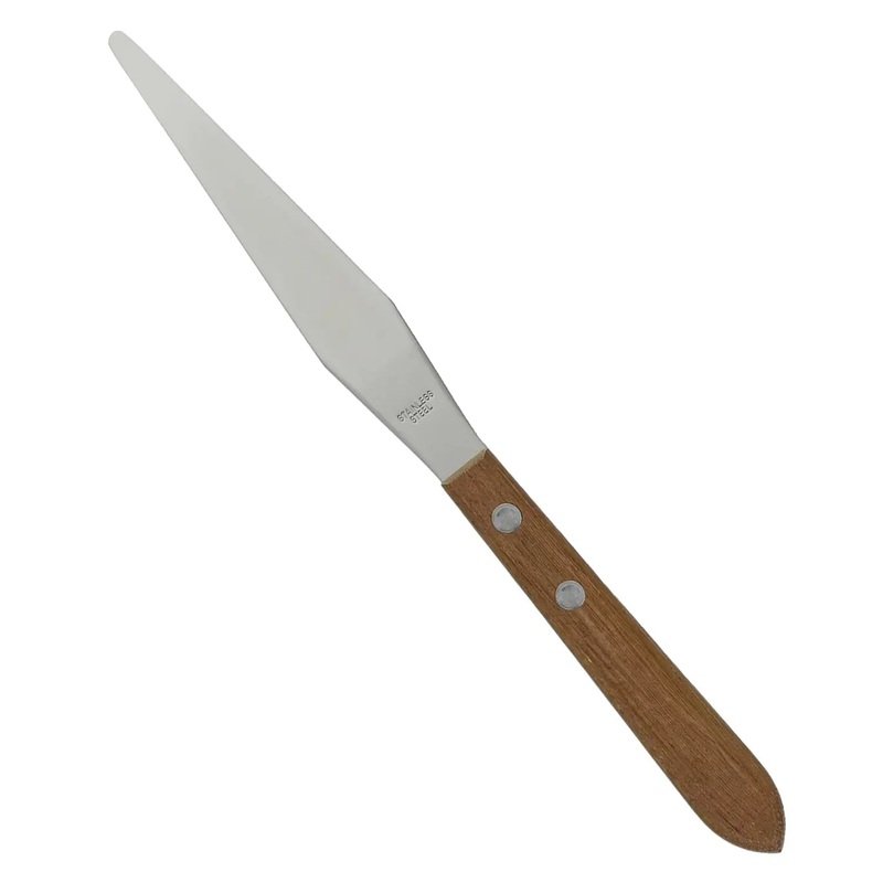 IntecKaneki Stainless Steel Tapered Icing Spatula with Wooden Handle